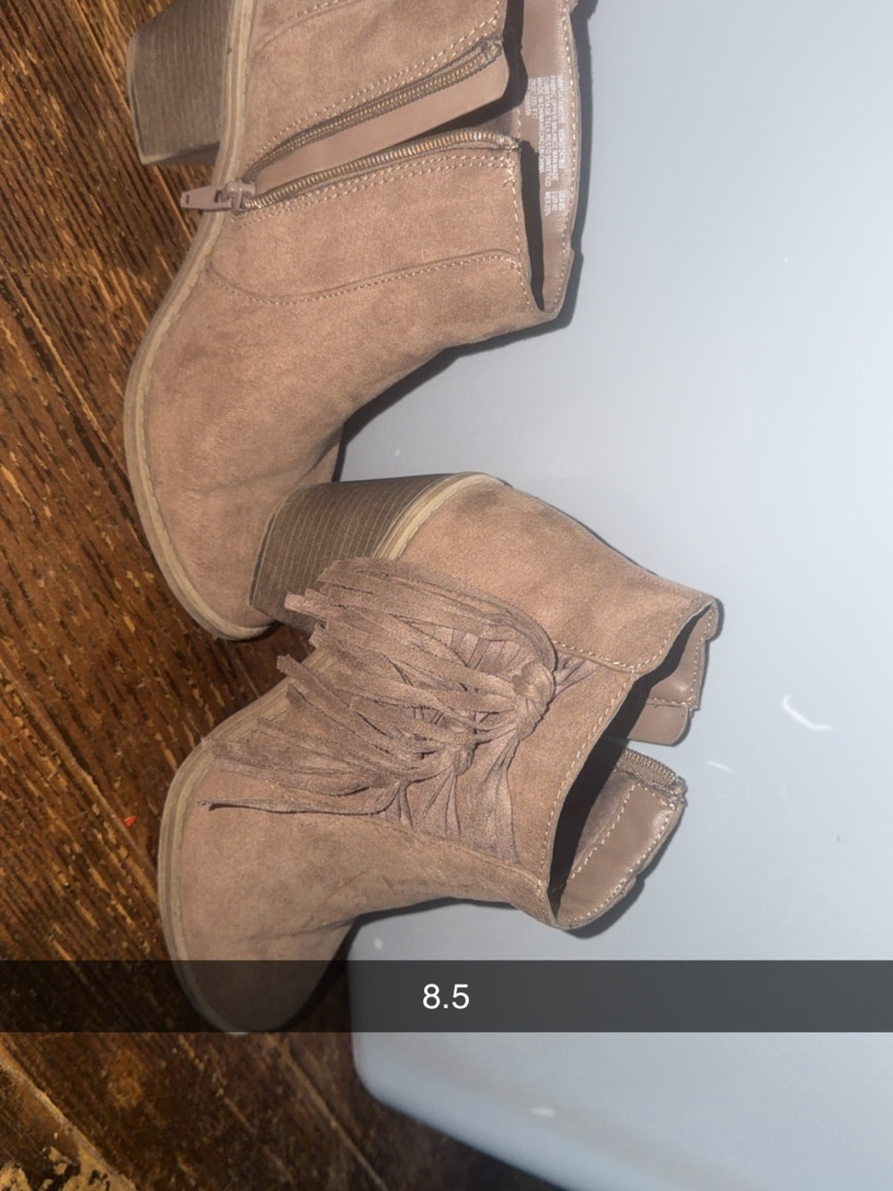 Maurices Tan Suede Fringe Ankle Booties